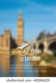 Blurred vector background with Big Ben tower and Westminster Bridge in London. This is blurred vector background made with mesh for your leaflet or web page project.