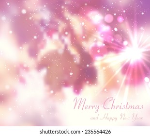 Blurred vector background. Nature, snow, foliage. Vector illustration of merry Christmas