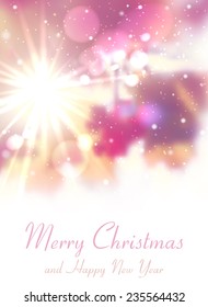 Blurred vector background. Nature, snow, foliage. Vector illustration of merry Christmas