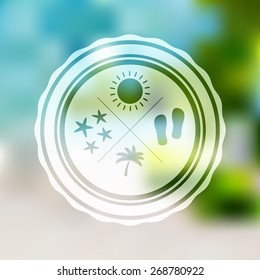 Blurred vector background. Retro travel badge.