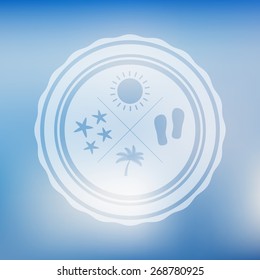 Blurred vector background. Retro travel badge.