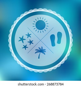 Blurred vector background. Retro travel badge.