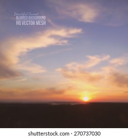 Blurred vector beautiful epic sunset background. Abstract vector backdrop. Nature background. Landscape background. Vector mesh background. Bright colors vector wallpaper