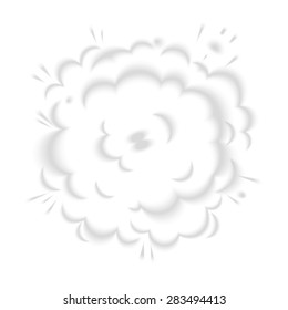 Blurred vector clouds of smoke from bang. Comic book design element. CMYK
