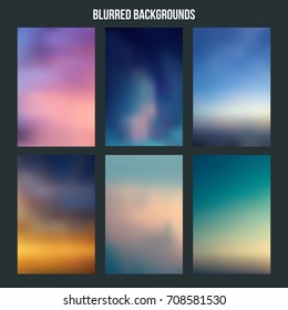 Blurred vector color background sky collection. Blur colors.