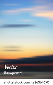 Blurred vector sky background with a sunrise, mesh based on a photo, vector illustration