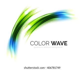 Blurred vector wave design elements with shiny light effects