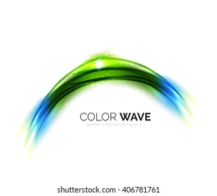 Blurred vector wave design elements with shiny light effects