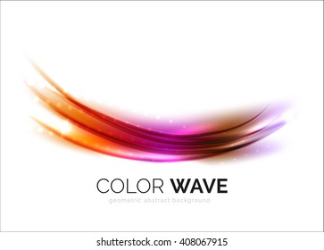 Blurred vector wave design elements with shiny light effects