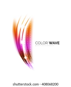 Blurred vector wave design elements with shiny light effects
