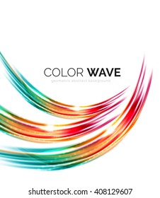 Blurred vector wave design elements with shiny light effects