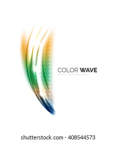 Blurred vector wave design elements with shiny light effects