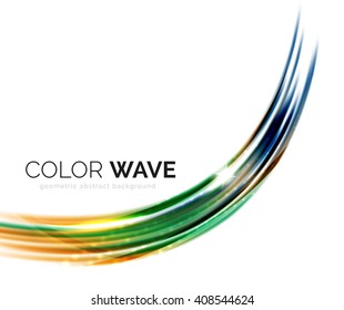 Blurred vector wave design elements with shiny light effects