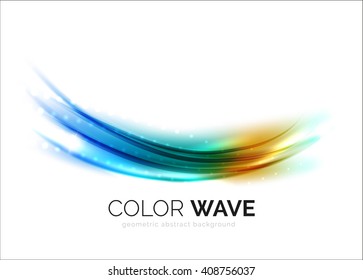 Blurred vector wave design elements with shiny light effects