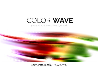 Blurred vector wave design elements with shiny light effects