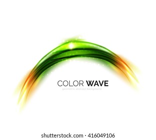 Blurred vector wave design elements with shiny light effects