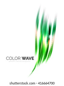 Blurred vector wave design elements with shiny light effects