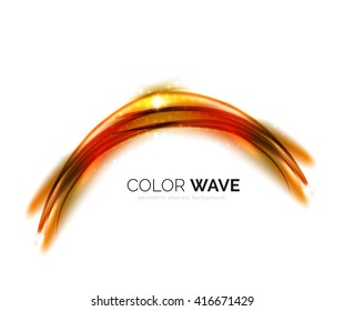 Blurred vector wave design elements with shiny light effects