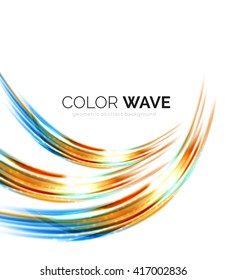 Blurred vector wave design elements with shiny light effects