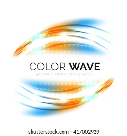 Blurred vector wave design elements with shiny light effects