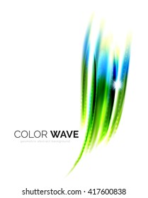 Blurred vector wave design elements with shiny light effects