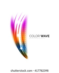Blurred vector wave design elements with shiny light effects