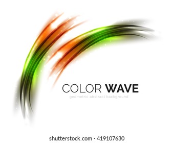 Blurred vector wave design elements with shiny light effects