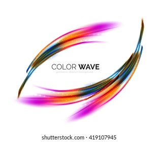 Blurred vector wave design elements with shiny light effects