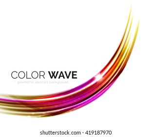 Blurred vector wave design elements with shiny light effects