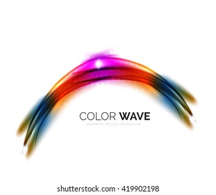 Blurred vector wave design elements with shiny light effects