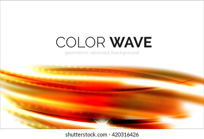 Blurred vector wave design elements with shiny light effects