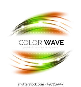 Blurred vector wave design elements with shiny light effects