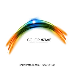 Blurred vector wave design elements with shiny light effects
