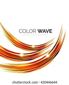 Blurred vector wave design elements with shiny light effects