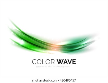 Blurred vector wave design elements with shiny light effects