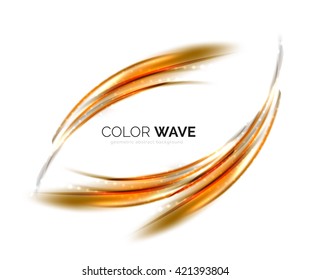 Blurred vector wave design elements with shiny light effects