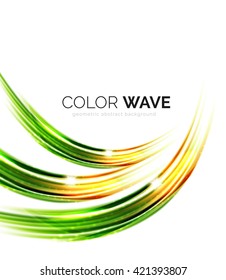 Blurred vector wave design elements with shiny light effects