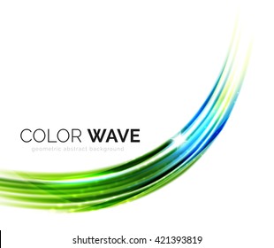 Blurred vector wave design elements with shiny light effects