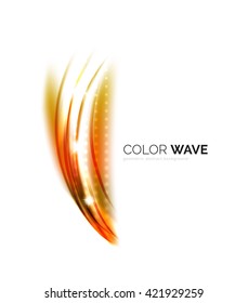 Blurred vector wave design elements with shiny light effects