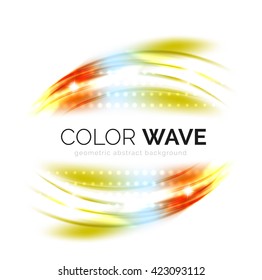 Blurred vector wave design elements with shiny light effects