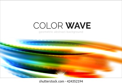 Blurred vector wave design elements with shiny light effects
