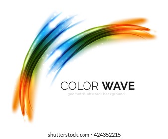 Blurred vector wave design elements with shiny light effects