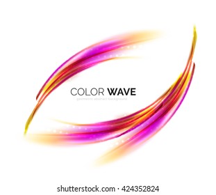 Blurred vector wave design elements with shiny light effects