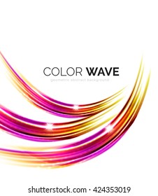 Blurred vector wave design elements with shiny light effects