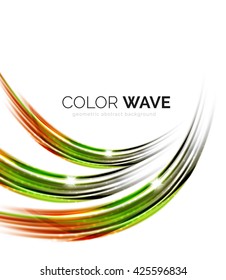 Blurred vector wave design elements with shiny light effects
