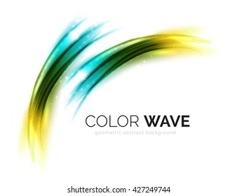 Blurred vector wave design elements with shiny light effects