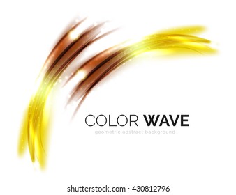 Blurred vector wave design elements with shiny light effects