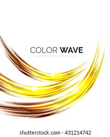 Blurred vector wave design elements with shiny light effects