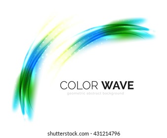 Blurred vector wave design elements with shiny light effects