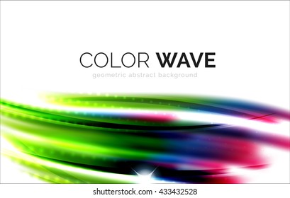 Blurred vector wave design elements with shiny light effects
